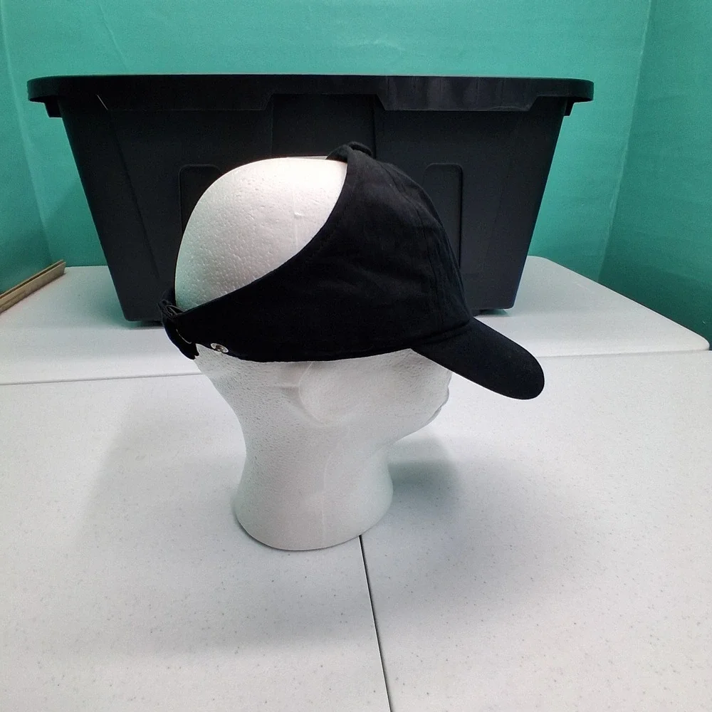 Open Back Ponytail Hat OS Black Satin Lined High Bun Cap Athleisure